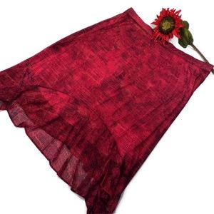 Catherines Red Multiprint Hi Low Lined Stretch Swing Maxi Skirt Womens Size 3X